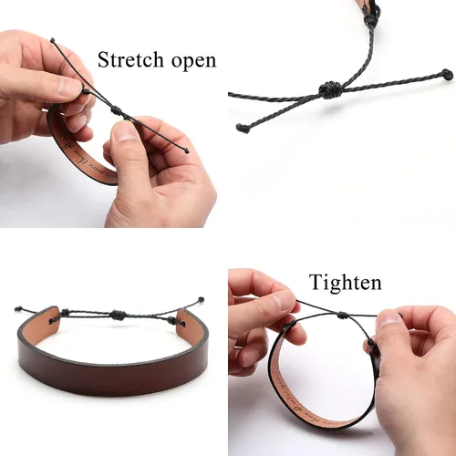 Vista 5 de Pulseras de cuero para hombres, regalos de aliento inspiradores para él, adolescente, confirmación religiosa, aniversario, conmemorativo, mensaje
