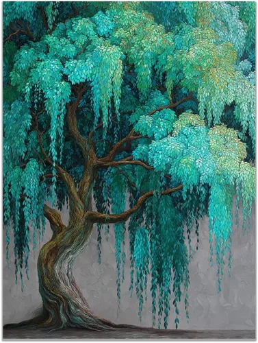 Vista 32 de VOCBAN Modern Artwork Colourful Tree Of Life Wall Art Canvas Picture Print Painting Botanical Artwork for Bathroom Living Room Bedroom(blue blue 80