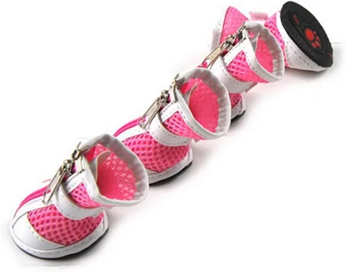 Vista 8 de Zunea - Zapatos para perros pequeños para pavimento caliente, botas de verano de malla transpirable para cachorros Anti-Slip Sole, Adjustable