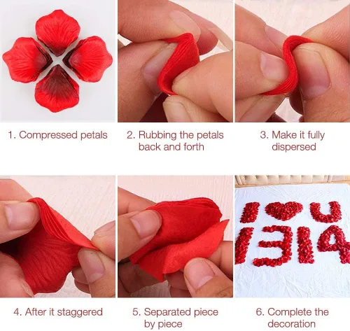Vista 5 de Pétalos de rosa artificiales de seda para noches románticas, bodas, fiestas, decoraciones de flores de aniversario (negro, 3000 unidades)