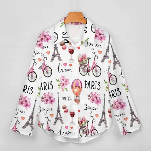 Vista 6 de Camisa con botones para mujer, casual, manga larga, ajuste holgado, blusa de moda con cuello en V, S