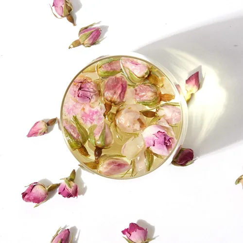 Vista 2 de ChaWuWarmSun [A] Brotes de té de rosas, 3 oz/85 g de pétalos de flor rosa hoja suelta Infusión de capullos de rosa seca de primera calidad.