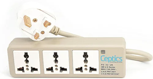 Vista 2 de Ceptics Cargador portátil de regleta de viaje 3 entrada universal de salida de enchufes de corriente 100v-240v, cable de Australia