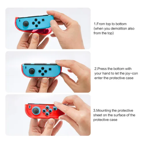 Vista 7 de Dockable Case for Nintendo Switch, Protective Case for Nintendo Switch with a Tempered Glass Screen Protector and 6 Joy Stick Covers, Fit into the