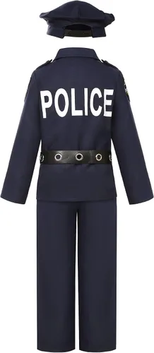 Vista 2 de Neilyoshop Disfraz de policía para niños uniforme de policía disfraz de Halloween