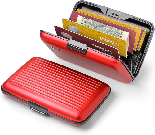 Vista 2 de ÖGON -DESIGNS- Portatarjetas de aluminio, protección RFID contra fraude y desmagnetización, billetera compacta, funda inteligente modelo STOCKHOLM V1