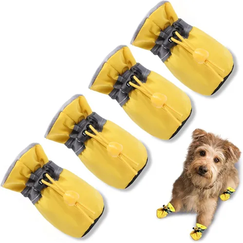 Vista 11 de Zapatos para Perros Botas para Perros y Protector de Patas, Suela Antideslizante Botines de Invierno para Perros con Correas Reflectantes para A-Rosa