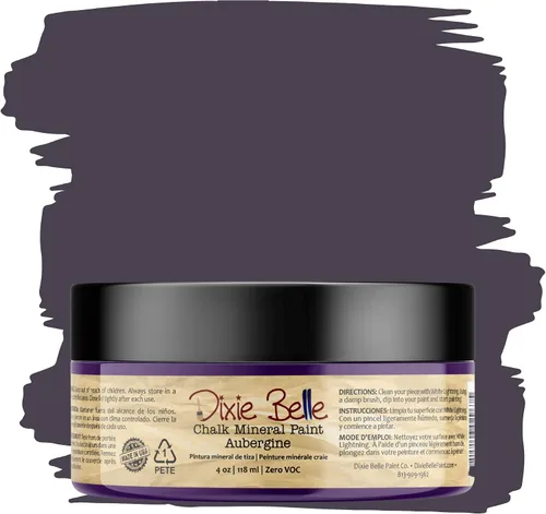 Vista 132 de Pintura para muebles con acabado de tiza Dixie Belle Paint Company - Amatista (4oz) - Pintura mineral de tiza chic púrpura profundo mate