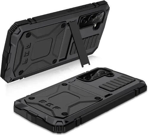 Vista 8 de Funda de metal para Samsung S23 de aluminio de grado militar, funda resistente con soporte de metal protector de pantalla a prueba de caídas, a