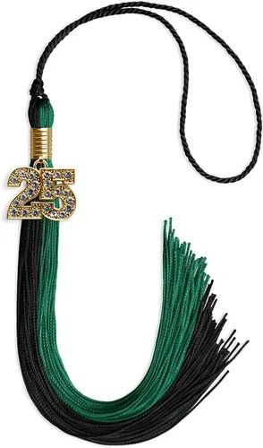 Vista 171 de Endea Graduation Borla de doble color con dije dorado (negro/oro brillante, 2022)