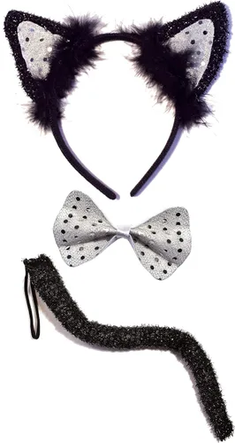 Vista 7 de OLYPHAN Juego de disfraz de gato negro para adulto, kit de accesorios de Halloween, cosplay