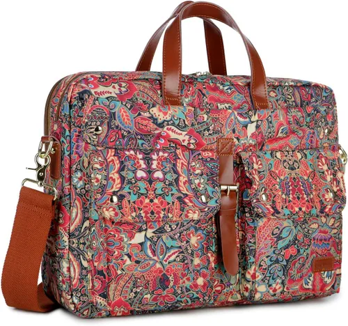 Vista 8 de Baosha Bolso Mensajero Multicolor de 17 Pulgadas para Computadora Portátil, Portafolio para Mujer BC-07 multicolor/fantasía (bs)