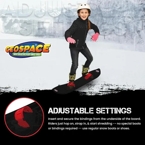 Vista 3 de El original Sledsterz Geospace para niños principiantes tabla de nieve para la diversión invernal en la nieve, con fijaciones ajustables de entrada