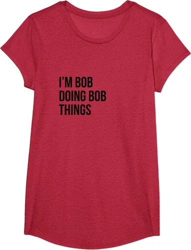 Vista 41 de Camiseta con texto en inglés "I'm Bob Doing Bob Things" Asfalto
