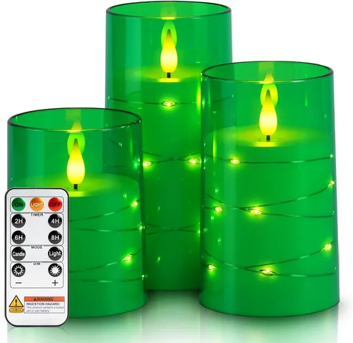 Vista 13 de Homemory Velas sin llama con cadena de estrellas incrustadas, velas que funcionan con pilas, velas LED, velas falsas con control remoto y Azul