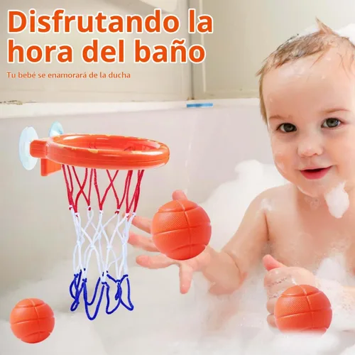 Vista 6 de OBTANIM Juego de bolas de aro de baloncesto para bañera, juego de disparos, juguete para niños pequeños, bañera de bebé