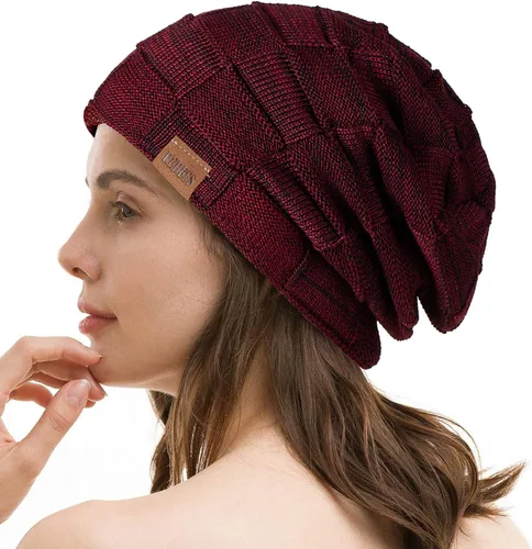 Vista 7 de REDESS Gorro para hombre y mujer, gorro de invierno cálido, gorro de punto holgado grueso
