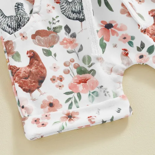 Vista 7 de SHUING Sudadera de manga larga con estampado de pollitos y flores, 2 piezas, ropa de otoño e invierno