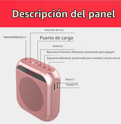 Vista 5 de Amplificador de Voz Portátil con Auriculares de Micrófono con Cable Sistema PA Recargable Altavoz Micrófono Personal Amplificador de Voz Potencia