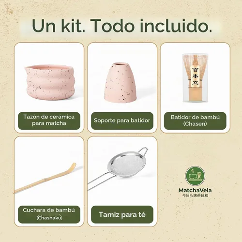Vista 2 de Juego de batidor Matcha - 5 piezas Kit de té japonés