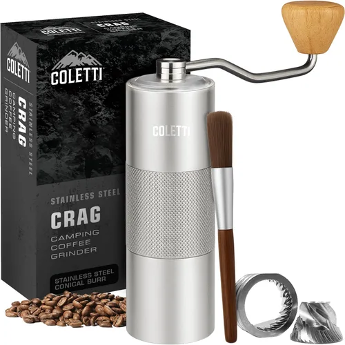 Vista 9 de COLETTI Molinillo de café manual Crag – Molinillo de café manual – Molinillo de mano de precisión de fresas CNC, resistente para viajes, camping