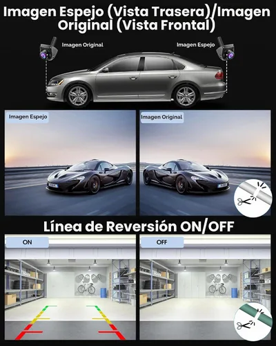 Vista 6 de 【Rotación de 360°】 Cámara de respaldo AHD 1080P para coche Super visión nocturna 170° gran angular cámara inversa IP69 impermeable cámara
