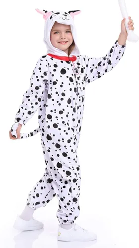 Vista 2 de Disfraz unisex de animales para niños pijamas de animales con capucha para niños disfraz de Halloween para niños y niñas