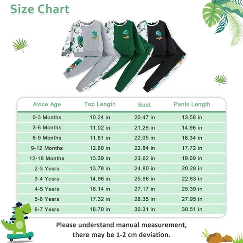 Vista 6 de Hearyoo Conjunto de ropa de 2 piezas con estampado de dinosaurio de manga larga y pantalones para niños pequeños