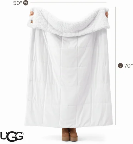 Vista 3 de UGG Nita - Manta para sofá, forro polar de lujo, 50 x 70 pulgadas, color Blanco