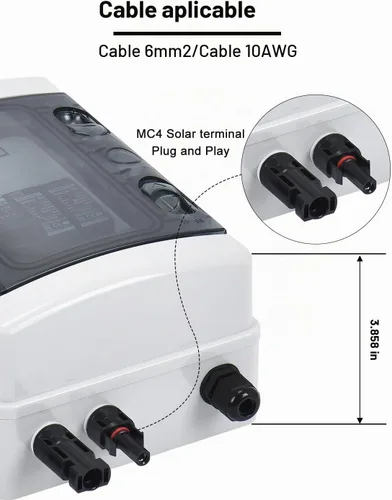 Vista 7 de DIHOOL Caja de interruptor de desconexión de panel solar Caja de disyuntor de CC de 40 amperios, caja combinadora de 1000 V PV para RV