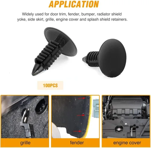 Vista 3 de Yosoo Universal Car 0.295 in agujero plástico puerta remache sujetador push clip negro 100pcs