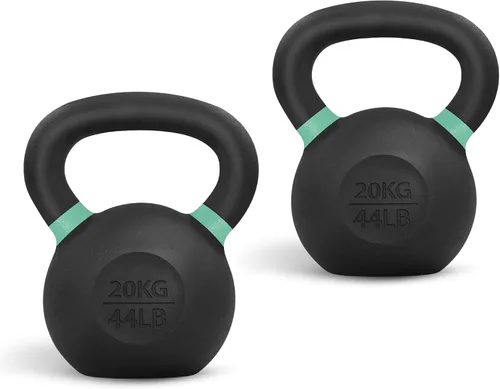 Vista 10 de Yes4All Powder Coated Kettlebell, Cast Iron Core Kettlebells with Non-Slip Handle & Flat Bottom for Conditioning, Heavy Duty for Strength Training