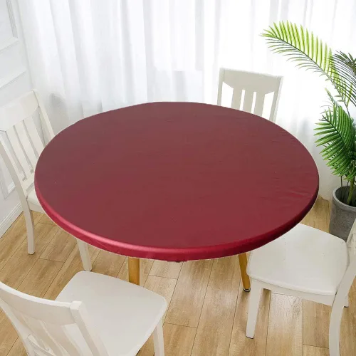 Vista 6 de Mantel impermeable con borde elástico, mantel lavable para exteriores, patio, cocina y comedor, 23 pulgadas, redondo, ajuste apretado, color negro
