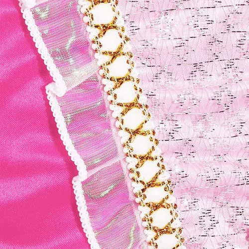 Vista 6 de Mooedcoe Vestidos de princesa rosa para niñas, disfraz con accesorios, fiesta de cosplay para niños de 2 a 8 años