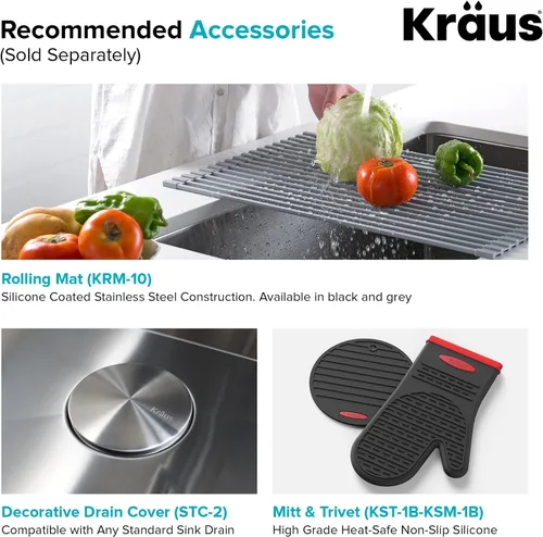 Vista 10 de Kraus KHU100-30-1610-53SS Standart PRO - Juego de fregadero de acero inoxidable y grifo de cocina, 30 pulgadas