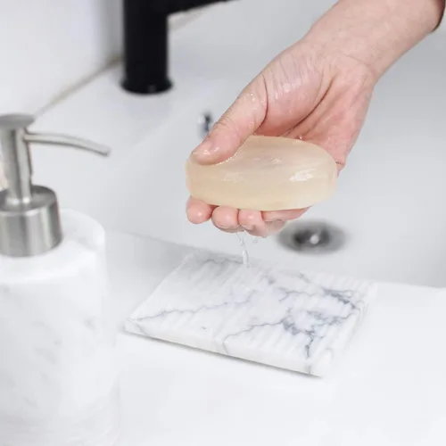 Vista 5 de Jabonera de mármol drenante para ducha de baño, antideslizante y de secado rápido