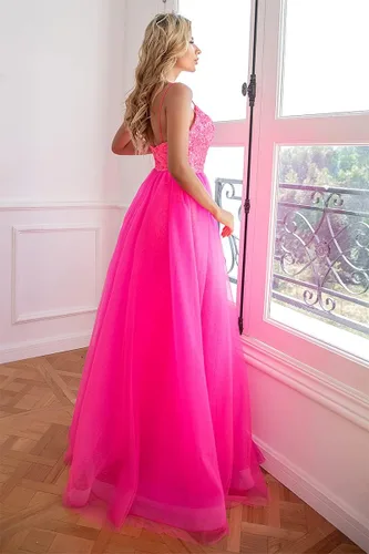 Vista 2 de TRHTX Sexy sirena lentejuelas vestidos de fiesta con abertura cuello en V vestidos formales vestidos de fiesta espagueti con cola desmontable WZY69