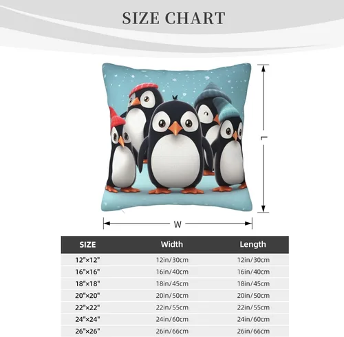 Vista 4 de Fundas de almohada decorativas rústicas con bonitos pingüinos de 18 x 18 pulgadas, funda de almohada suave cuadrada para decoración de sofá