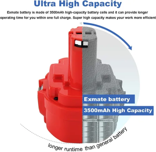 Vista 4 de Exmate Batería de repuesto de 18V 3.5Ah para Makita 1822 1823 1834 1835 PA18 192826-5 192827-3 192829-9 193159-1 193140-2 193102-0 194102-0 19410