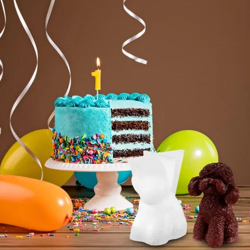 Vista 3 de Aispring1234 - Molde de vela 3D para perros, moldes de silicona para velas de cachorro, molde de jabón de caniche animal, molde de silicona
