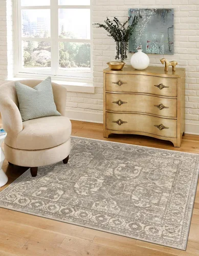 Vista 30 de Unique Loom Lola Collection - Alfombra de área, atrevida (2 pies 2 pulgadas x 3 pies 1 pulgada, rectangular, gris/marfil)