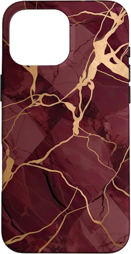 Vista 19 de iPhone 16 Burgundy and Yellow Metamorphic Pattern Case