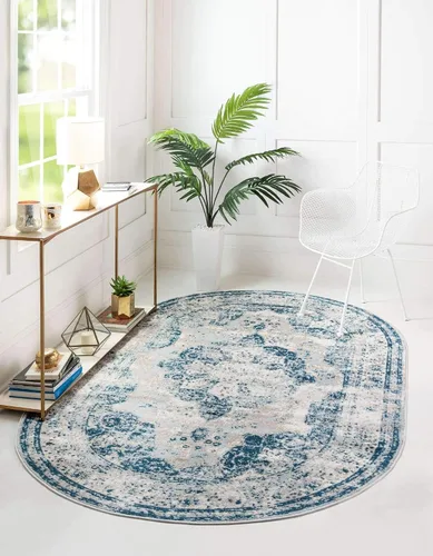 Vista 81 de Unique Loom, colección Sofía - Alfombra de la colección Salle Garnier (4' 1" x 6' 1", turquesa/azul, rectangular)