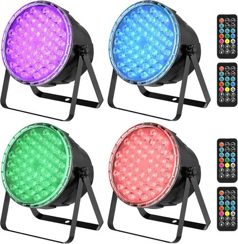 Vista 10 de BETOPPER - Luces par con control remoto, 54 x 3 W LED RGB 3-en-1 luces de escenario DMX luces de DJ, luces estroboscópicas y de lavado de brillo