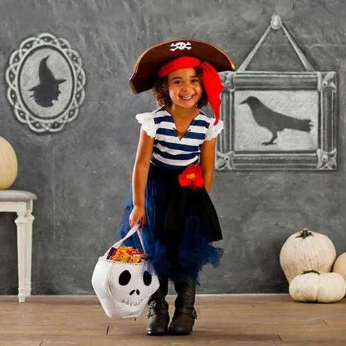 Vista 3 de M&G House Sombreros de pirata de Halloween Caribbean Black Pirate Cap Pirata Accesorios Divertidos Sombrero de Fiesta Disfraz Adulto Niño