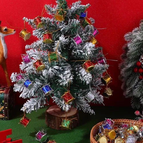 Vista 4 de 60 adornos para árbol de Navidad con purpurina, mini tambores, adornos para árbol de Navidad, pequeños instrumentos musicales, colgante colgante