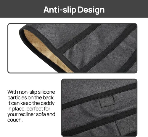 Vista 3 de Teniux Soporte para Control Remoto de Cuero Sintético Organizador de Reposabrazos con 6 Bolsillos para sillón reclinable sofá, Organizador de Sillón