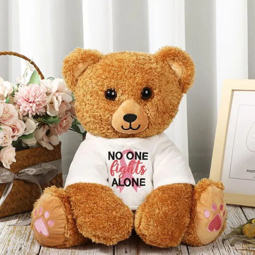 Vista 3 de Chalyna Oso de peluche de 16 pulgadas para el cáncer de mama, oso de cinta rosa, oso suave para sobrevivientes de cáncer, regalo para mujeres