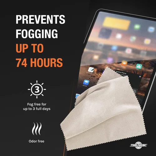 Vista 3 de ToolFreak Paquete de 2 paños para lentes antiniebla, tecnología única que evita el empañamiento en los lentes, lentes, cámara del teléfono, espejo