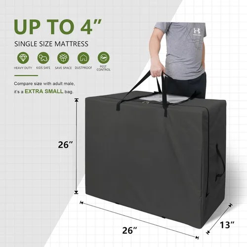 Vista 4 de Cuddly Nest Bolsa de Almacenamiento para Colchón Plegable - Funda de Transporte Resistente para Cama de Invitados Tri-Fold